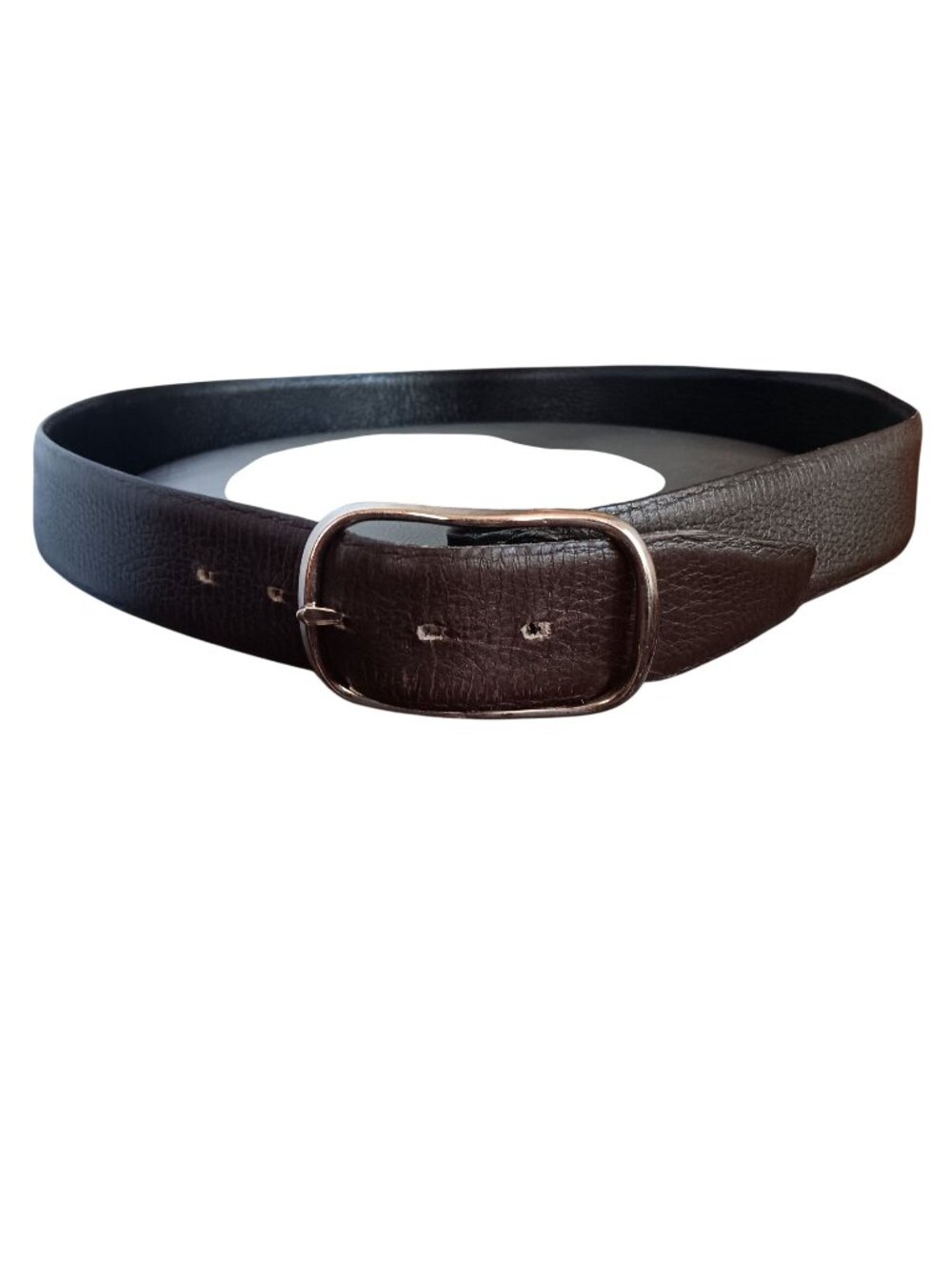 Reversible Vintage Men's Belt 40 1970's Black & Brown Leather Chrome Buckle USA